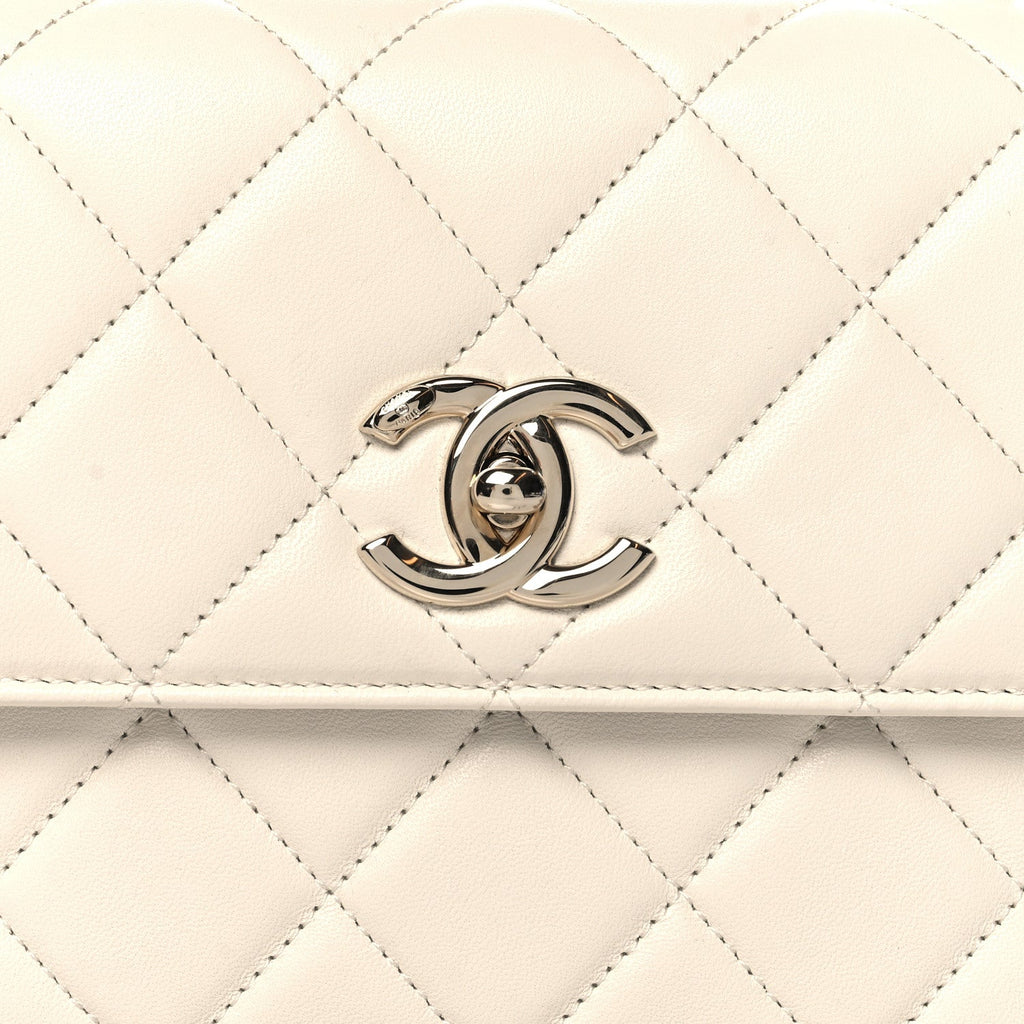 Lambskin Quilted Small Trendy CC Dual Handle Flap Bag White
