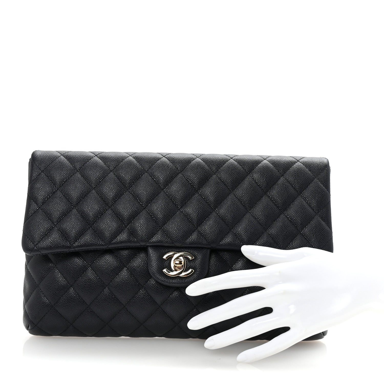 Caviar Quilted Flap Clutch Navy