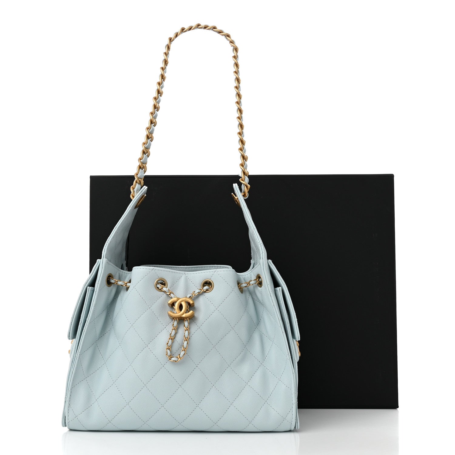 Caviar Quilted Small Chanel 25 Handbag Light Blue