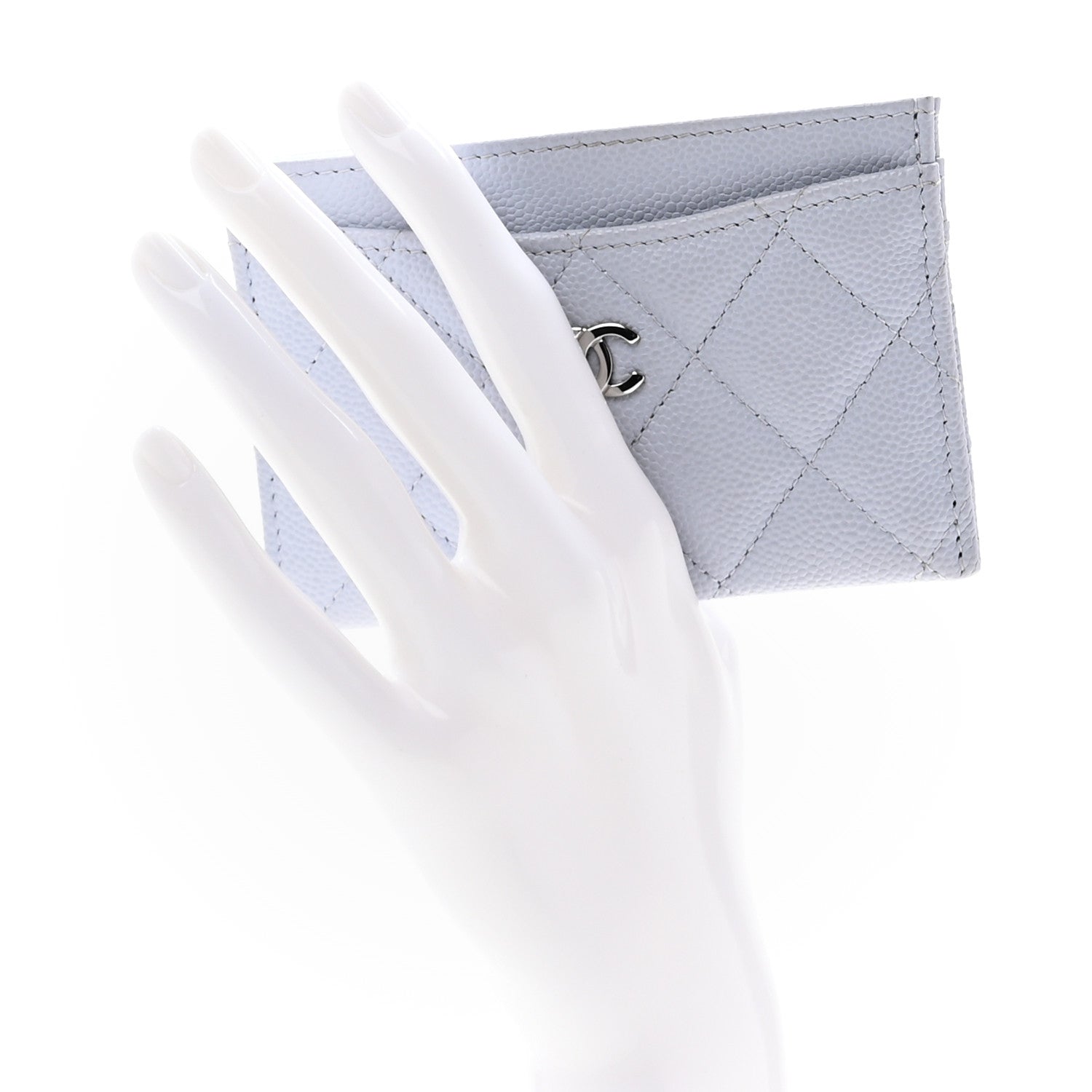 Caviar Quilted  Holder Light Grey
