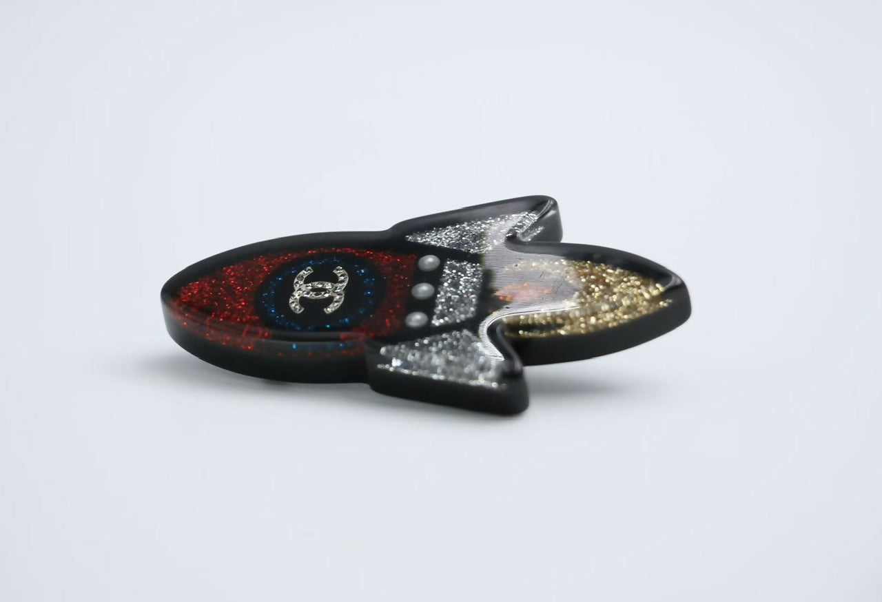 Chanel 17S Resin Rocket Glitter Creative Brooch