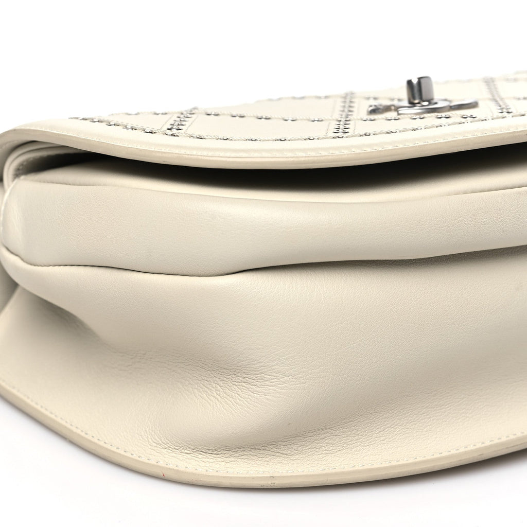 Calfskin Coco Eyelets Small Flap Bag Ivory