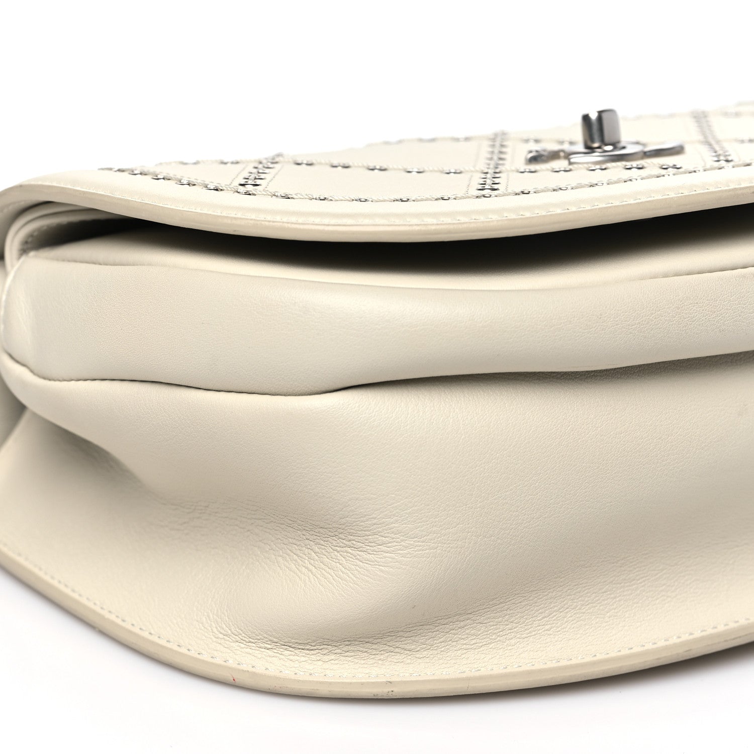 Calfskin Coco Eyelets Small Flap Bag Ivory