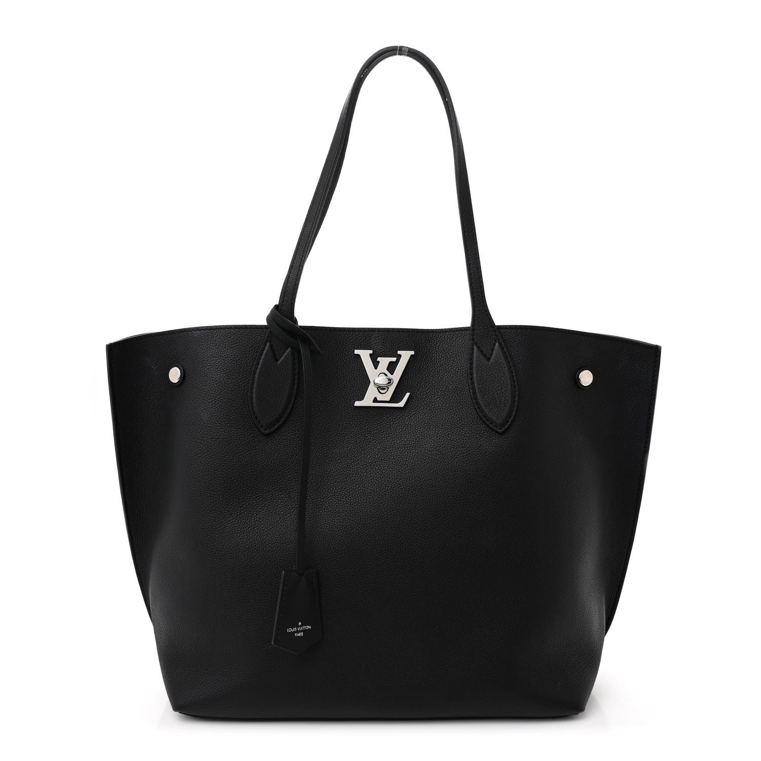 Calfskin Lockme Go Tote Black