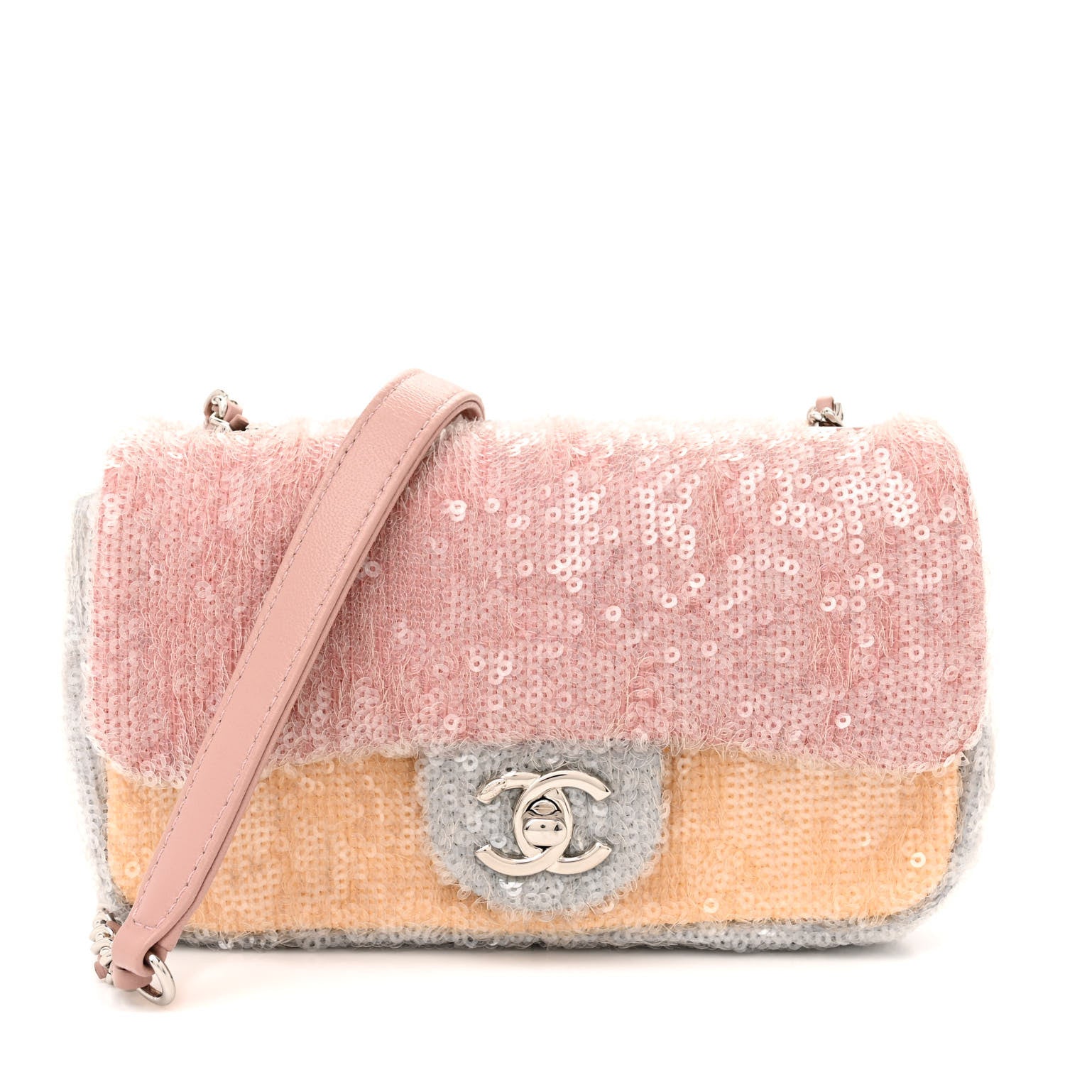 Sequin Mini Waterfall Flap Pink Blue Yellow