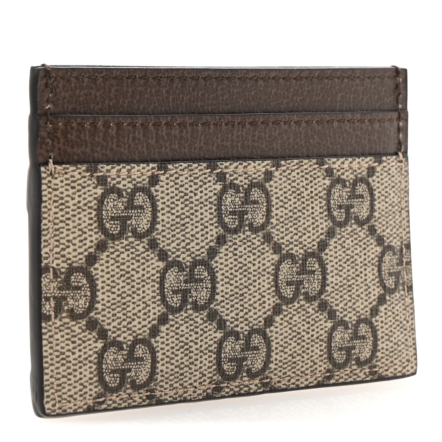 GG Supreme Monogram Textured Dollar Calfskin Ophidia  Holder Beige Ebony New Acero