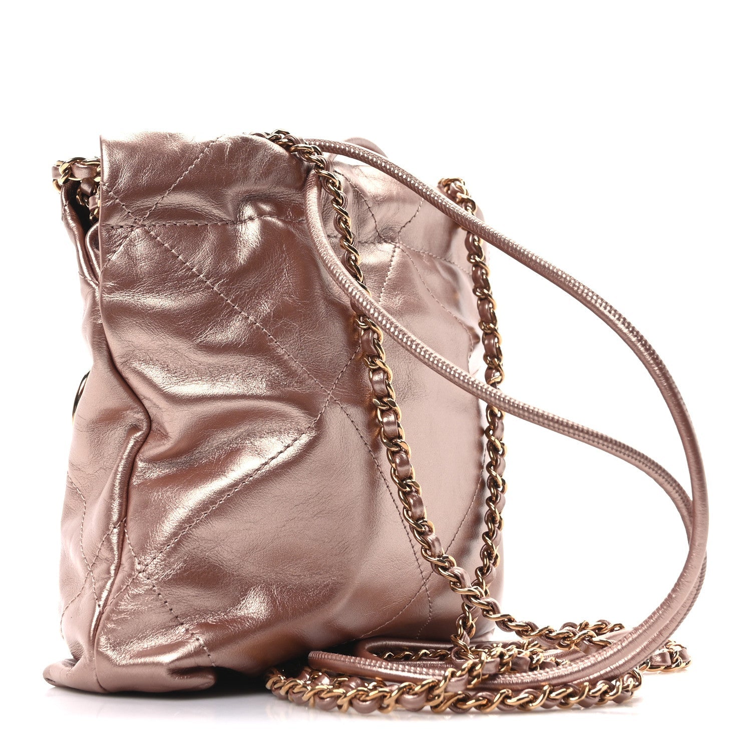 Metallic Calfskin Quilted Mini Chanel 22 Copper