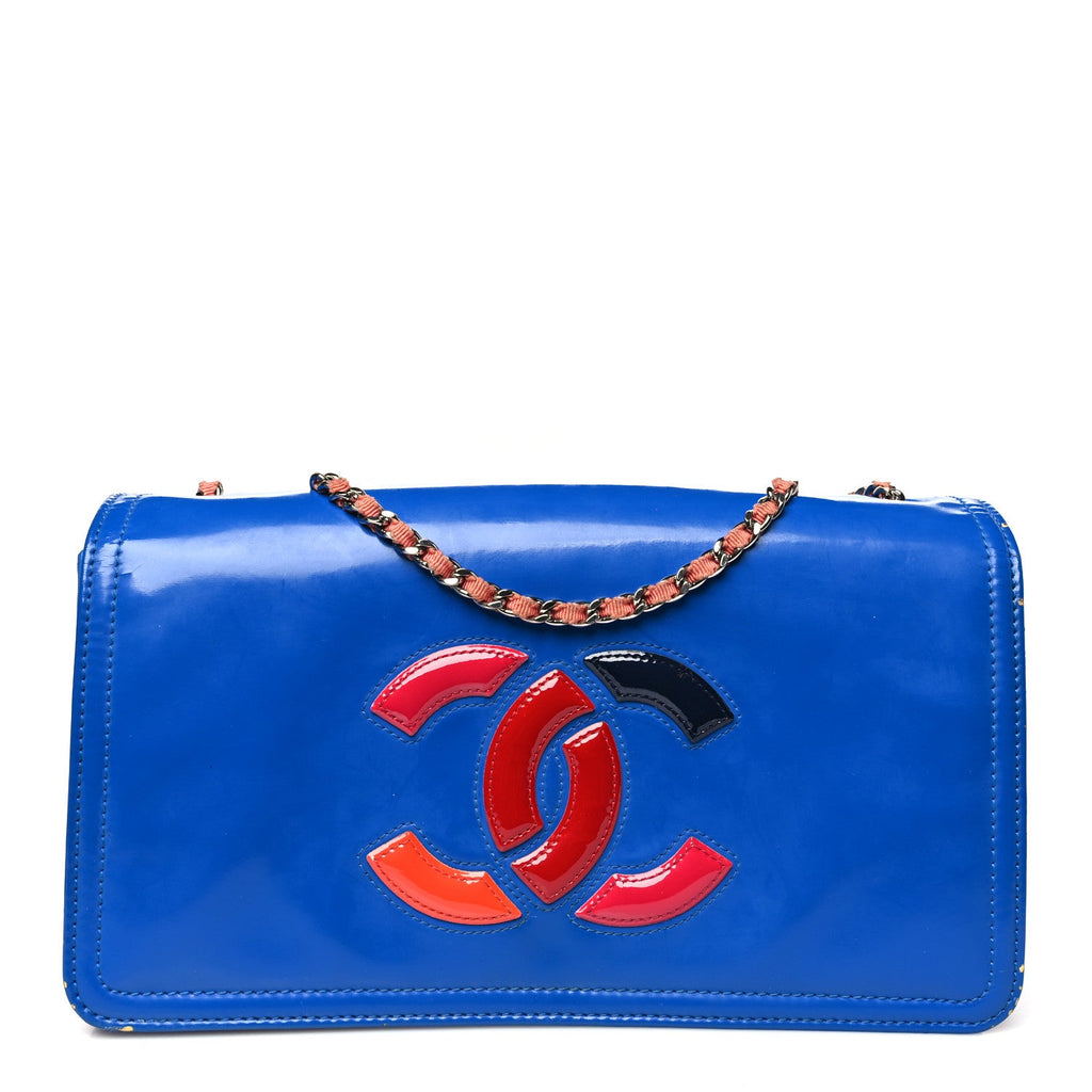 Vinyl Small Lipstick Flap Bag Blue Multicolor