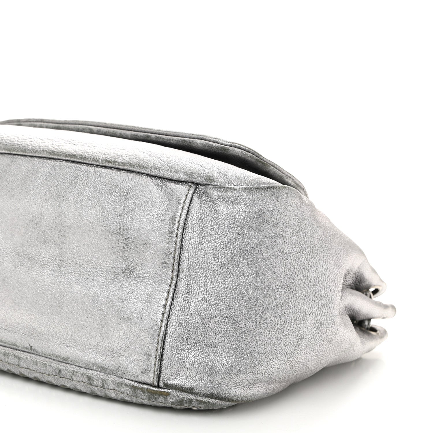 Metallic Deerskin Luxe Ligne Flap  Silver