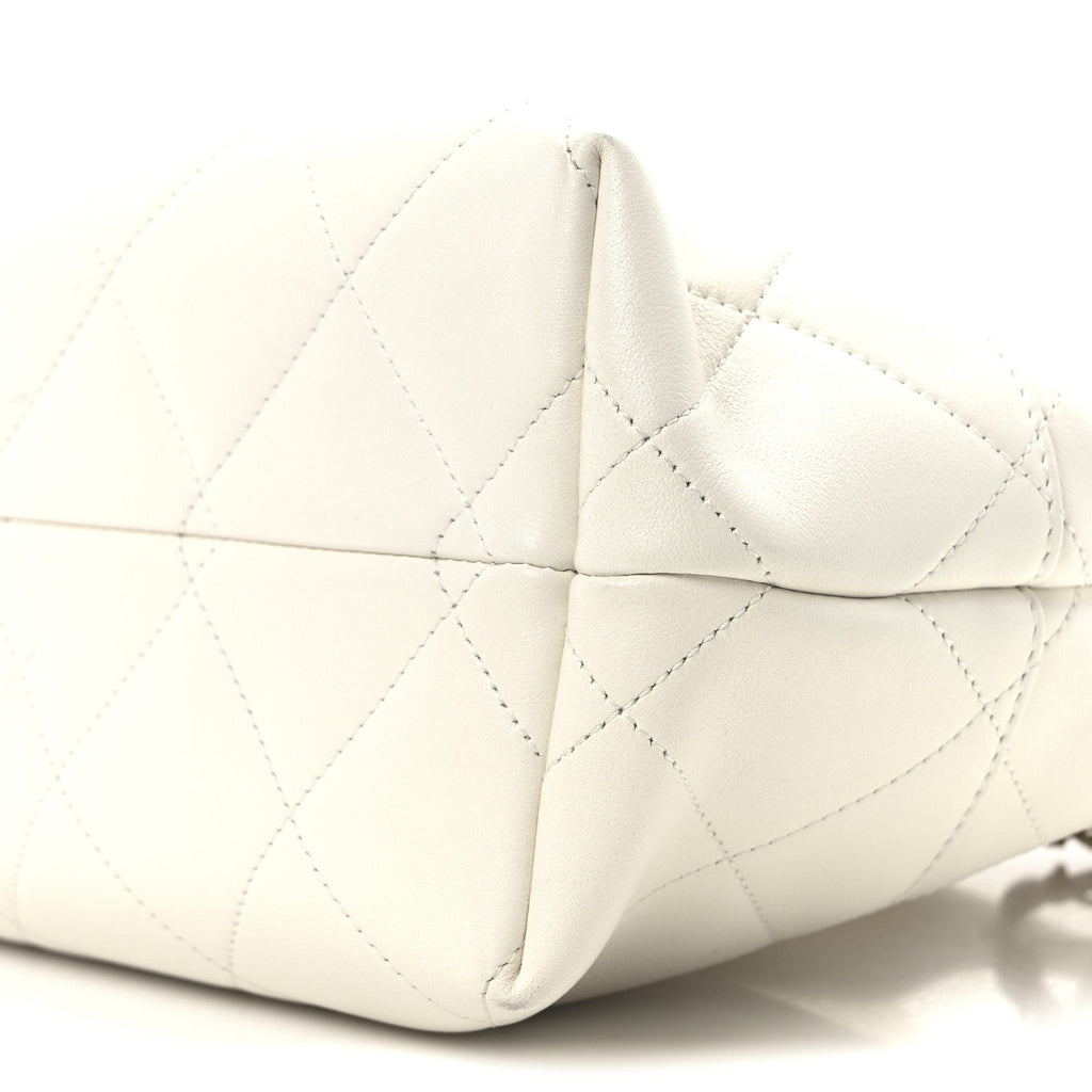 Calfskin Stitched Shopping Bag White