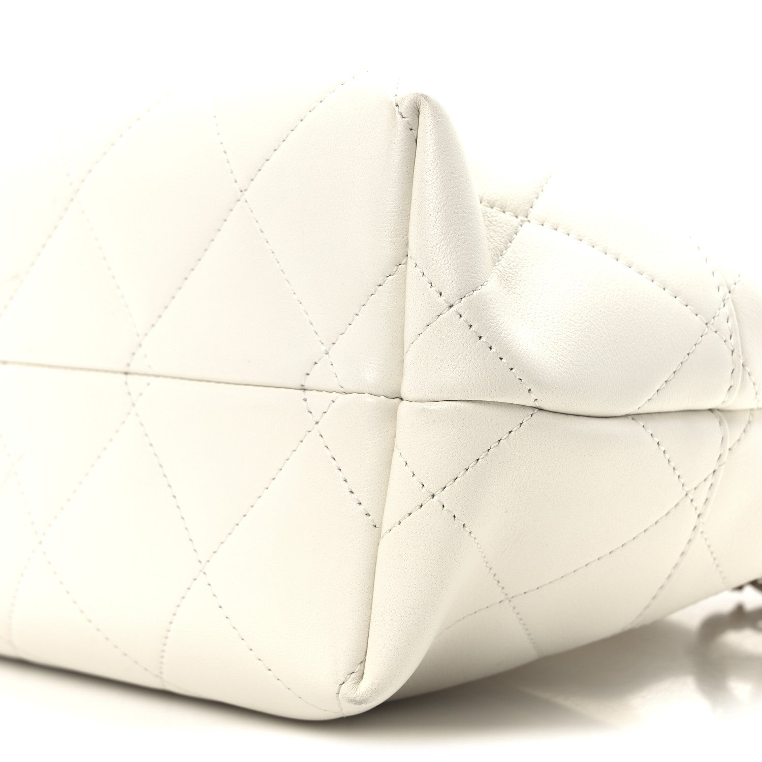 Calfskin Stitched Shopping Bag White