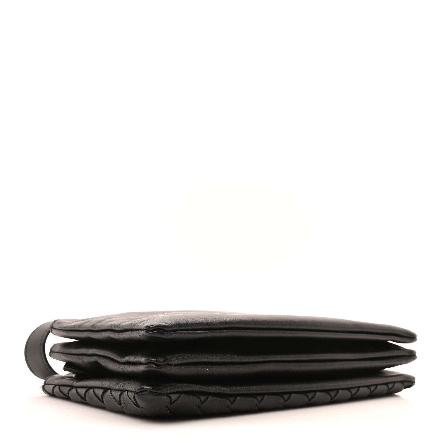 Nappa Intrecciato Triple Zip Messenger Bag Black