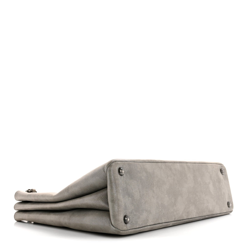 Iridescent Calfskin CC East West Shopping Tote Light Grey