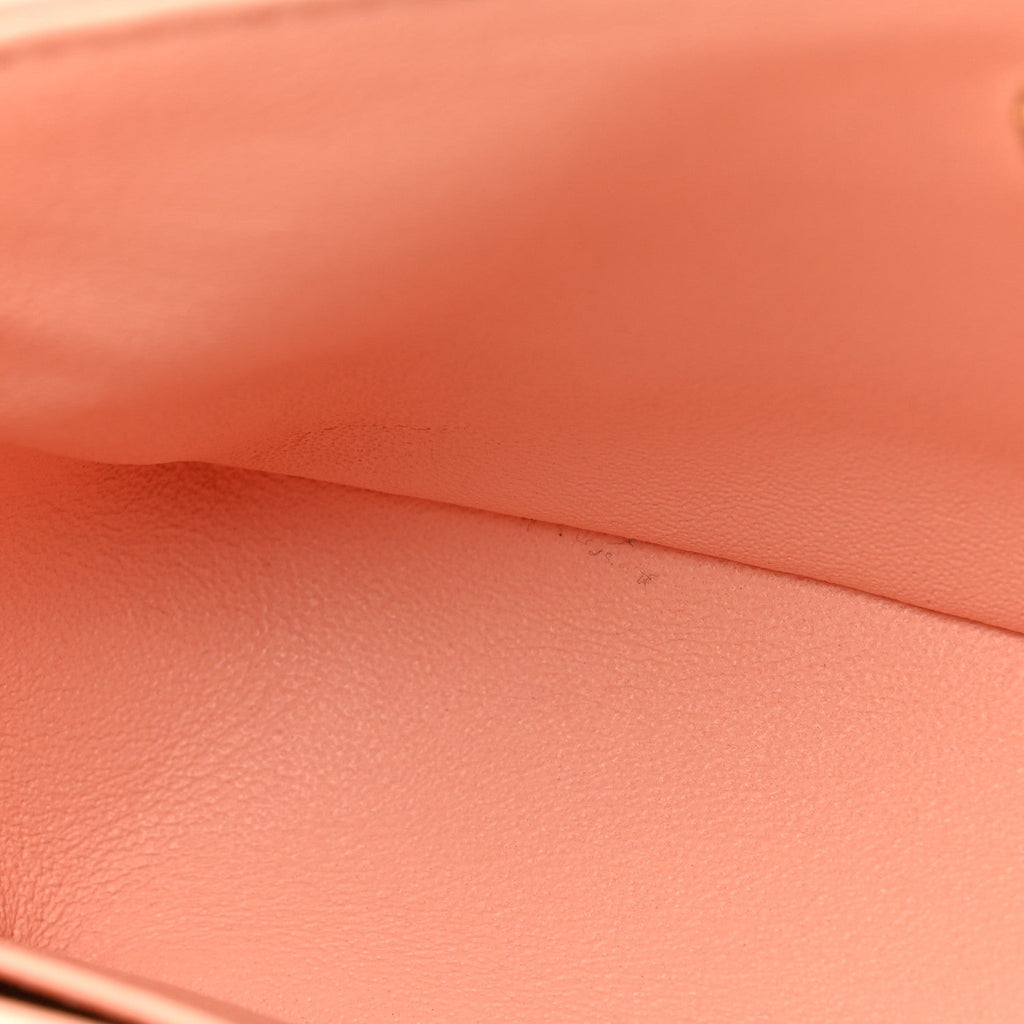 Lambskin Quilted Mini Rectangular Flap Light Orange