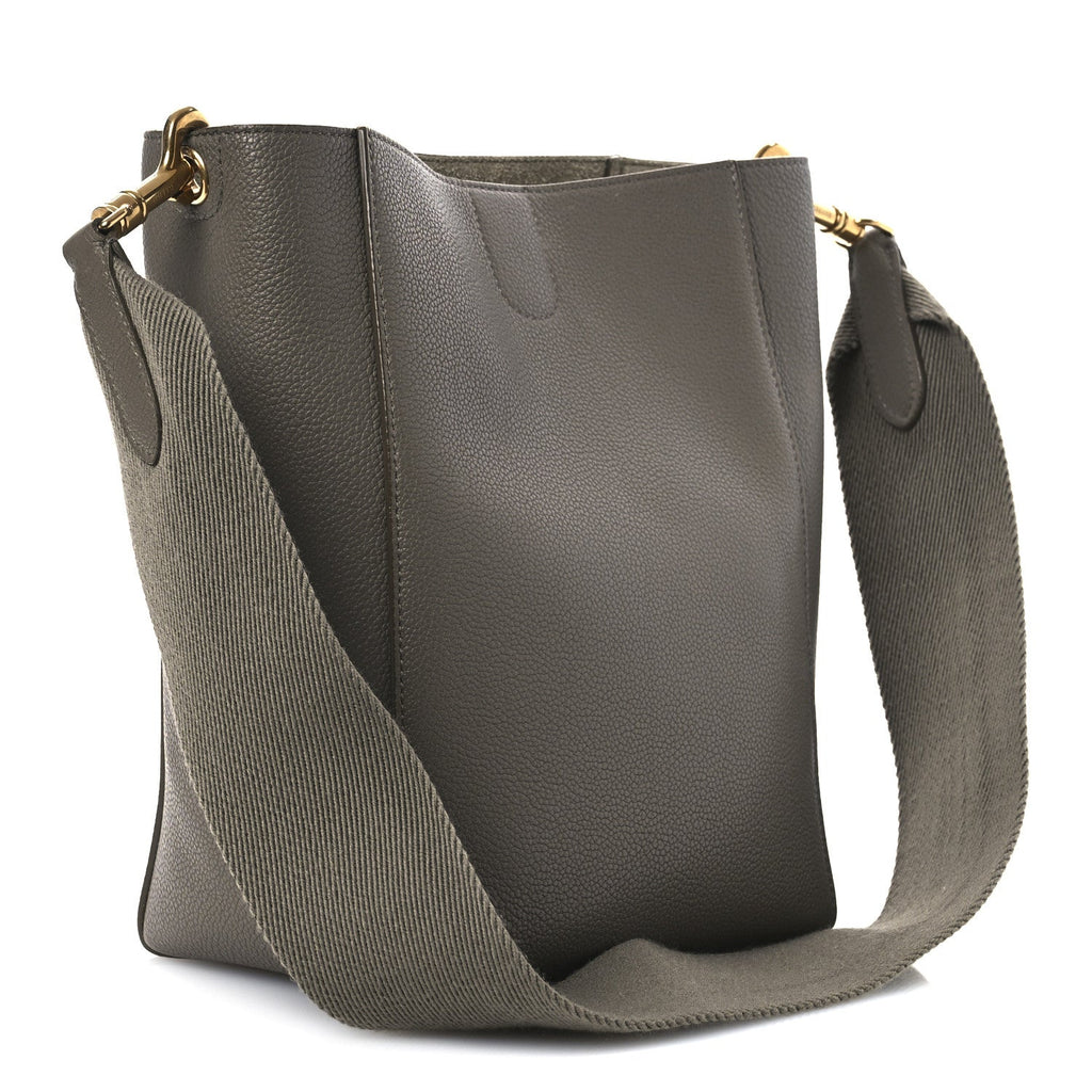 Soft Grained Calfskin Small Sangle Bucket Bag Taupe
