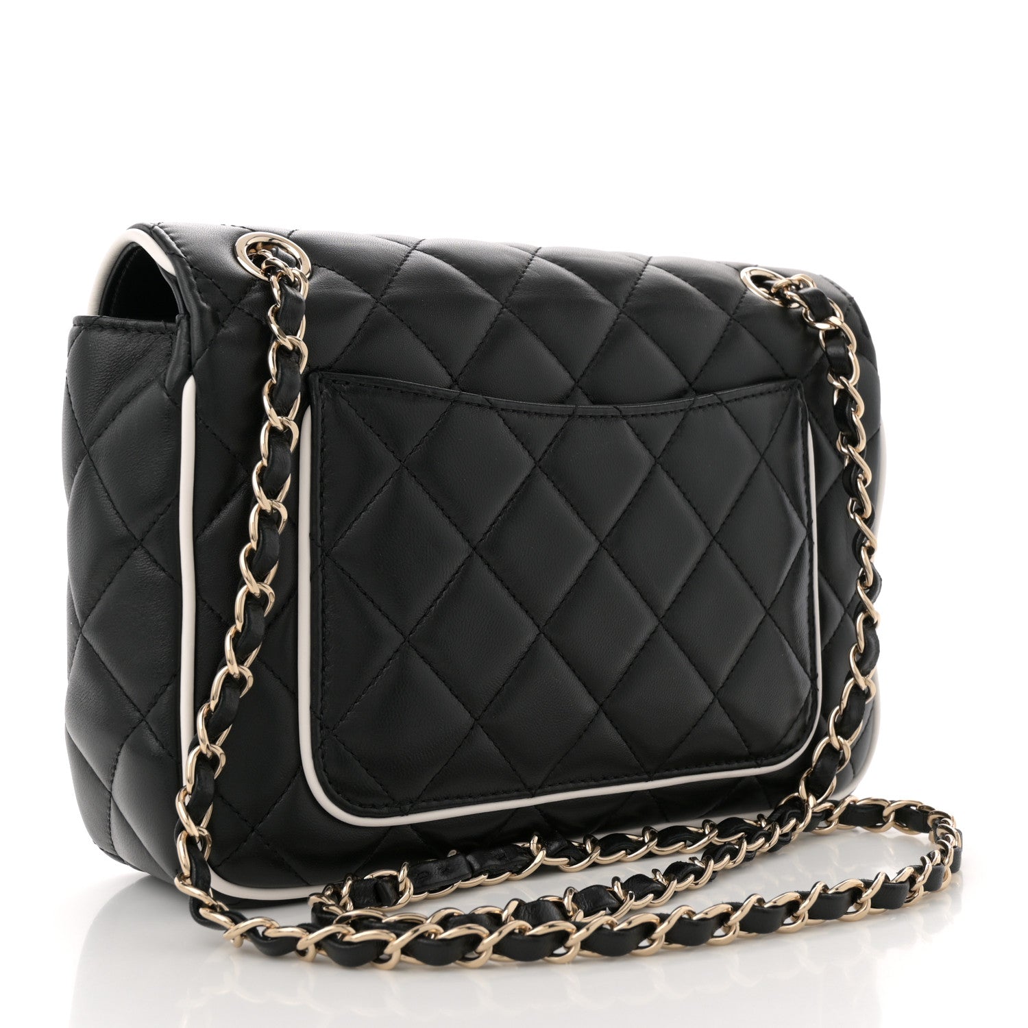 Lambskin Quilted Resin CC Flap Bag Black White