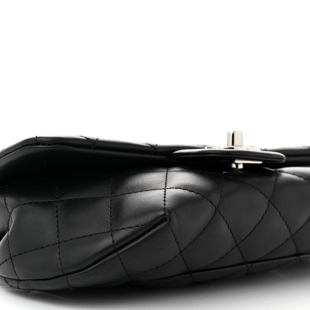 Calfskin Quilted CC Uniform Flap Belt Bag Black
