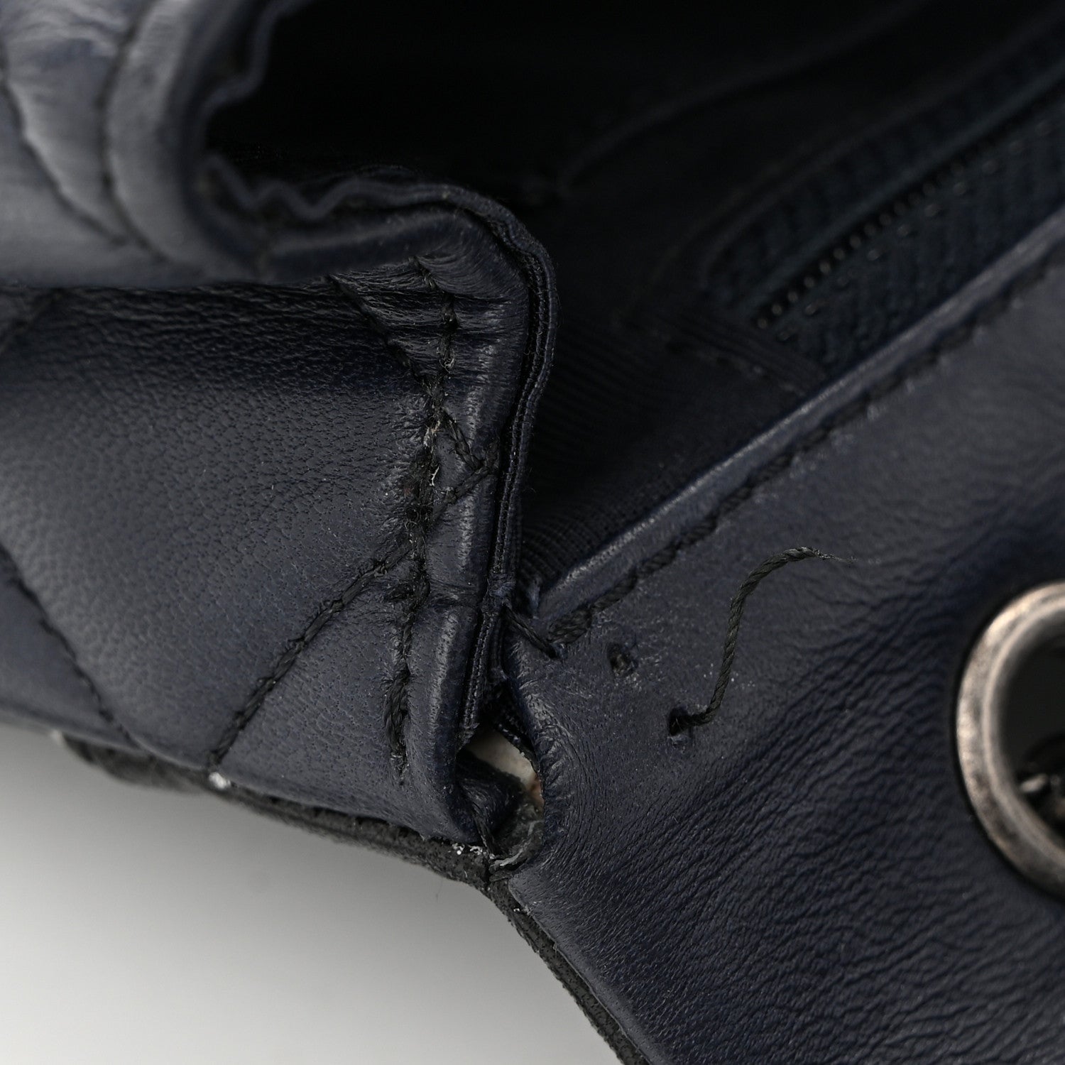 Calfskin Quilted Bi-Color Jumbo Flap Blue Black