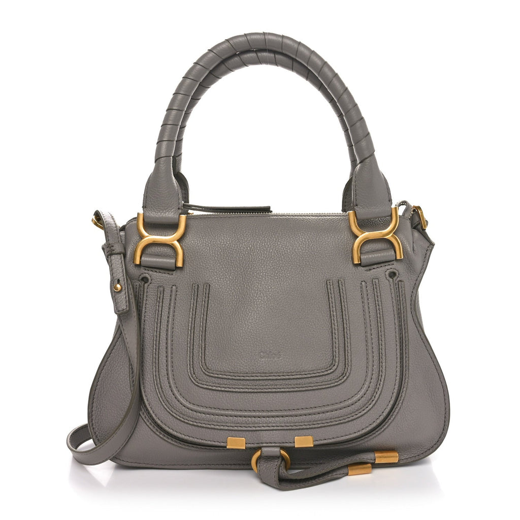 Calfskin Small Marcie Satchel Cashmere Grey