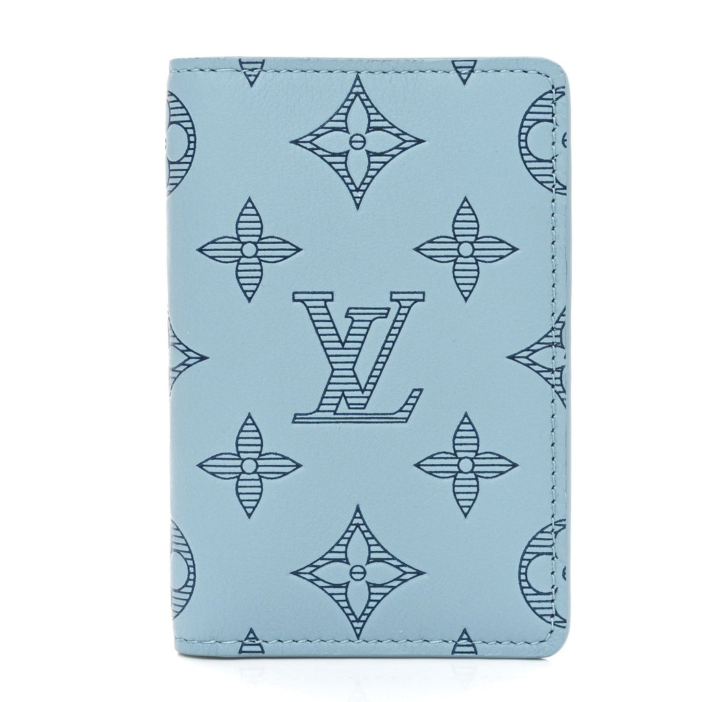 Calfskin Monogram Shadow Pocket Organizer Sky Blue