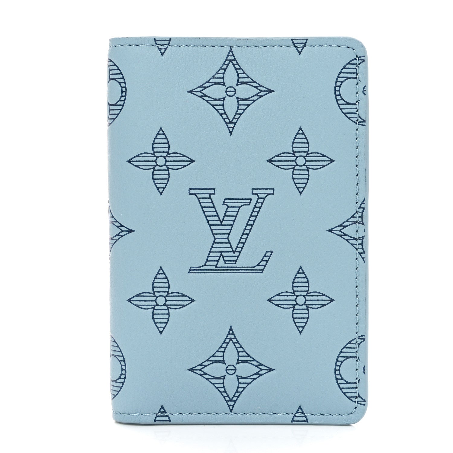 Calfskin Monogram Shadow Pocket Organizer Sky Blue