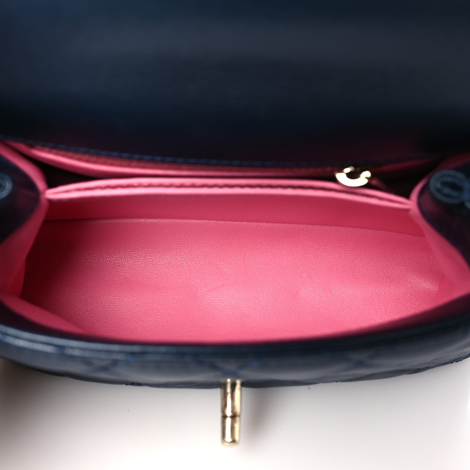 Goatskin Quilted Extra Mini Rainbow Coco Handle Flap Navy Blue