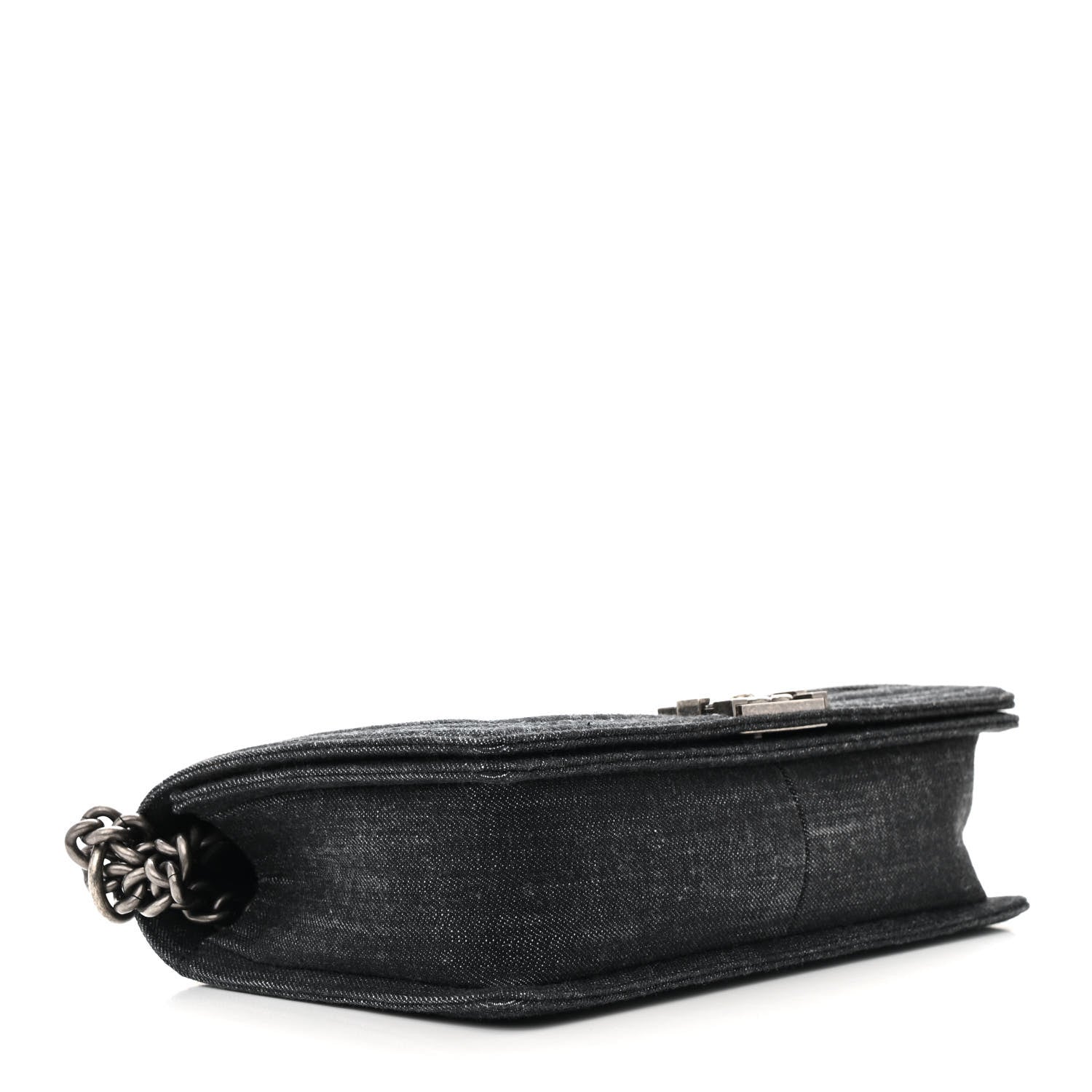 Denim Quilted Medium Boy Flap Black