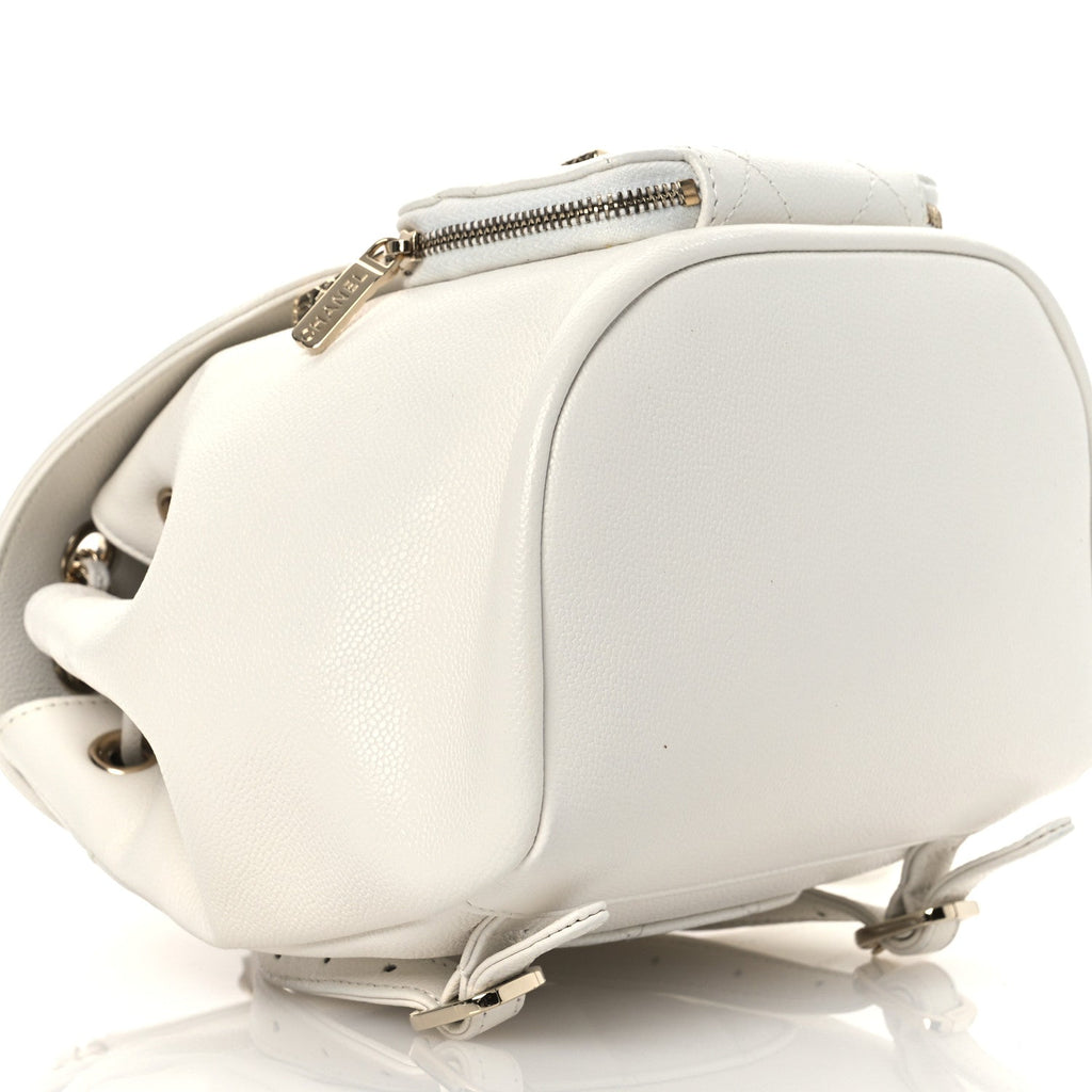 Caviar Quilted Mini Business Affinity Backpack White