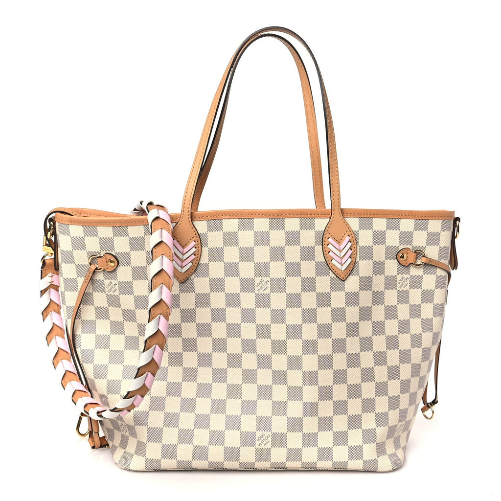 Damier Azur Braided Neverfull MM Orange