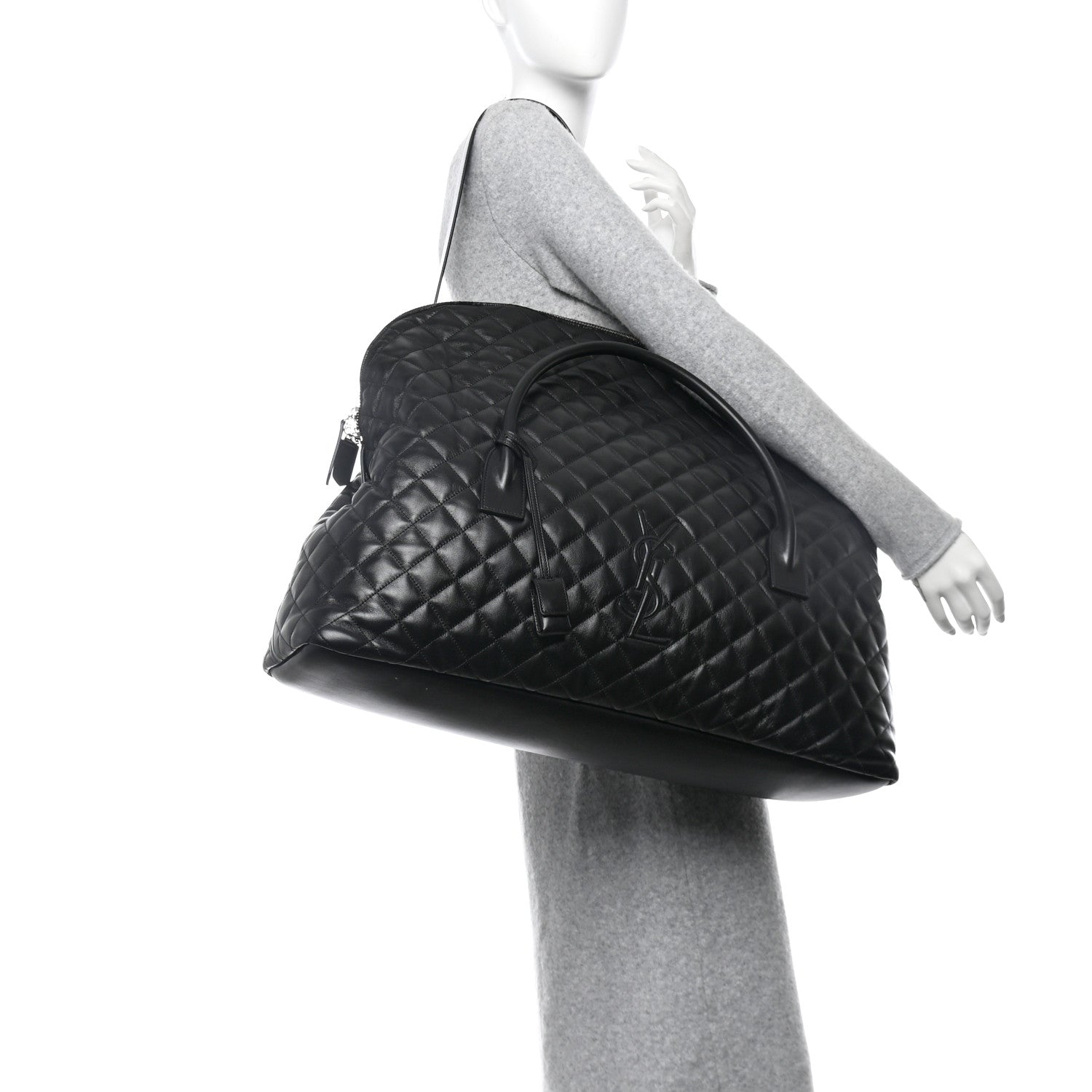 Calfskin Quilted ES Giant Travel Bag Black