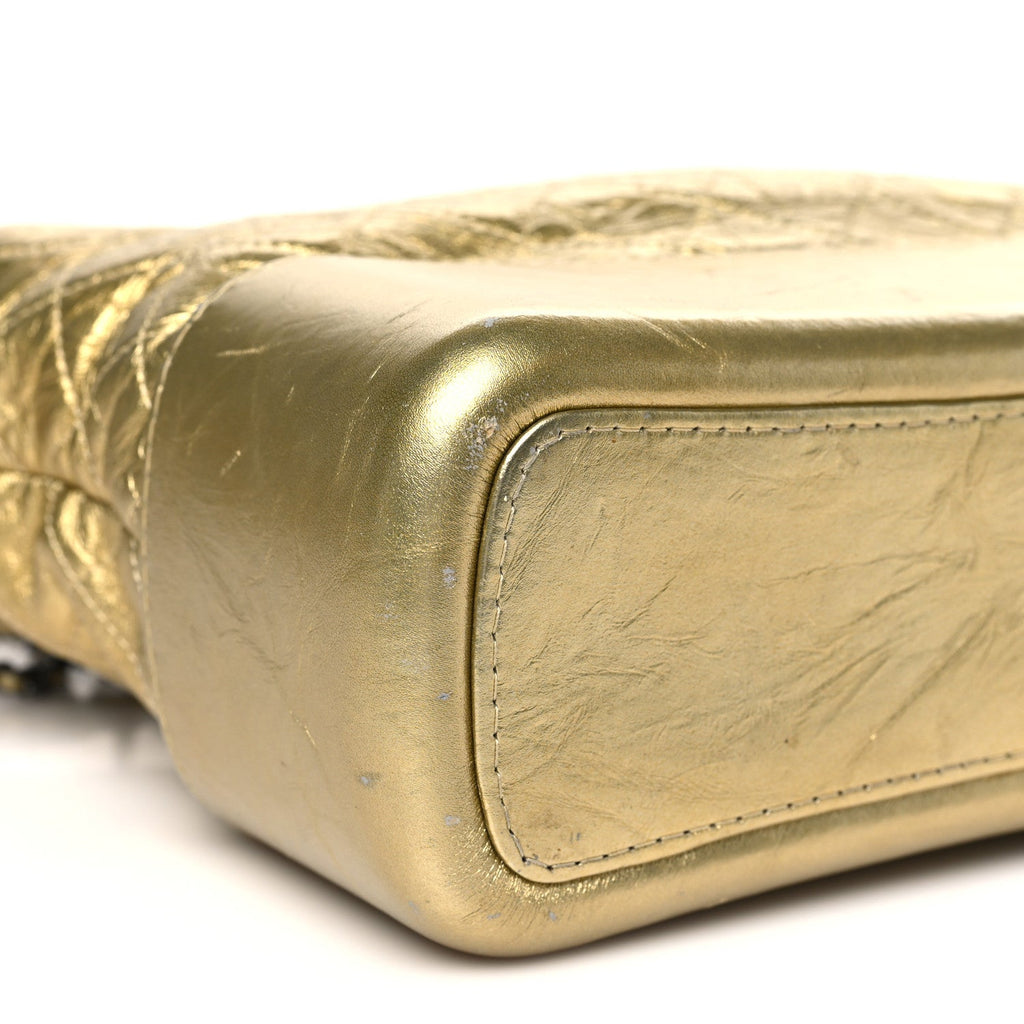 Metallic Aged Calfskin Quilted Medium Gabrielle Gold