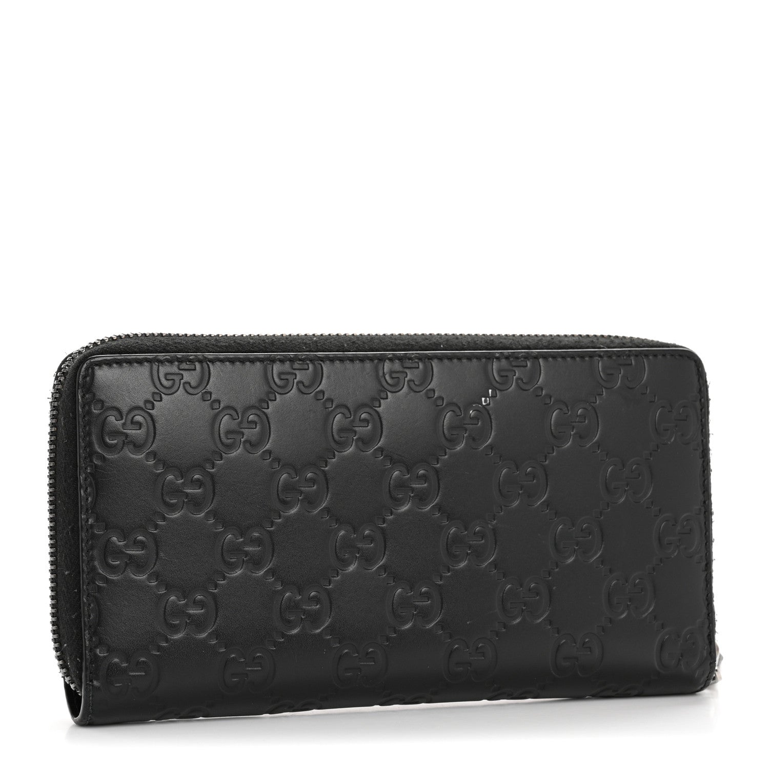 Guccissima Signature Zip Around Wallet Black