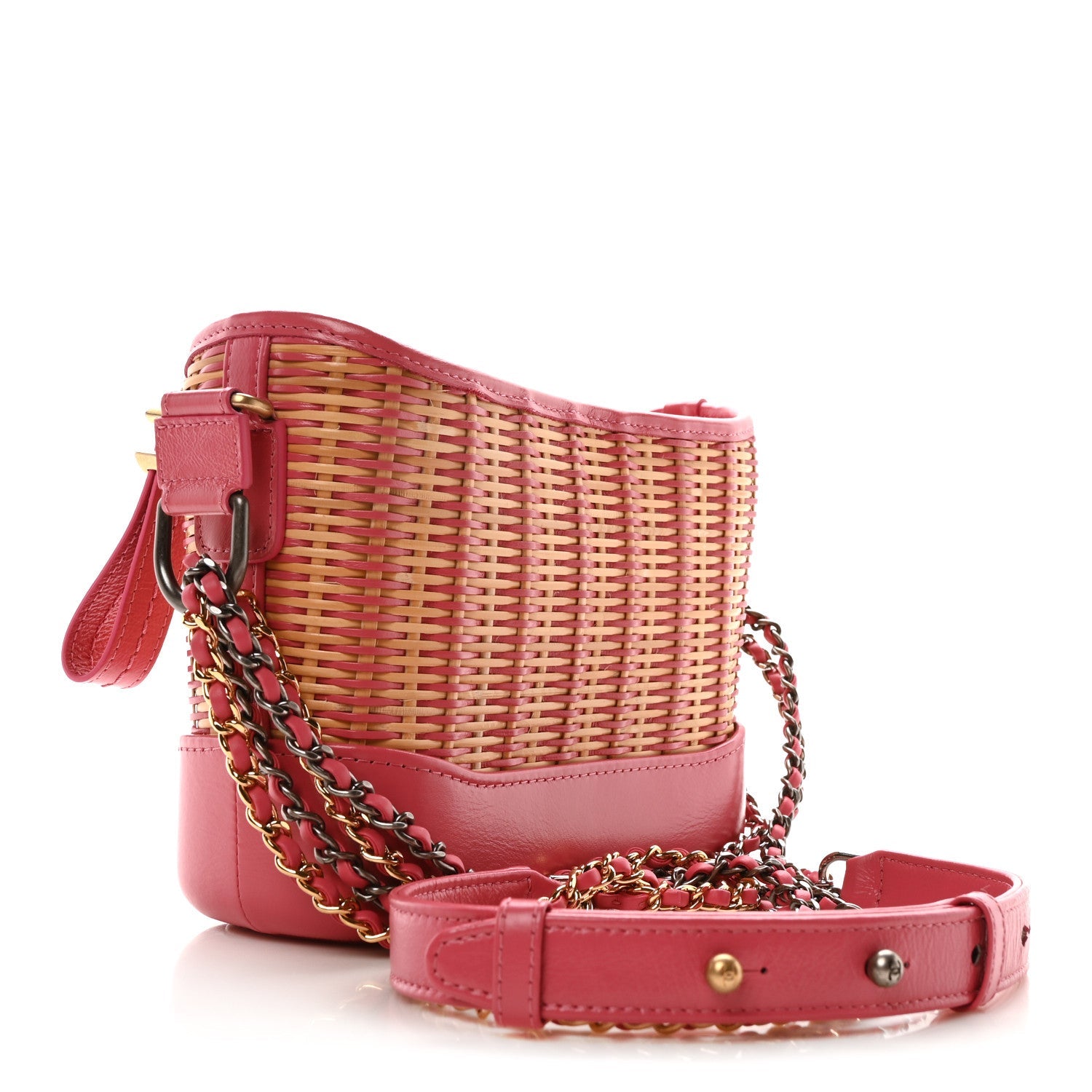 Rattan Calfskin Small Gabrielle Hobo Beige Pink