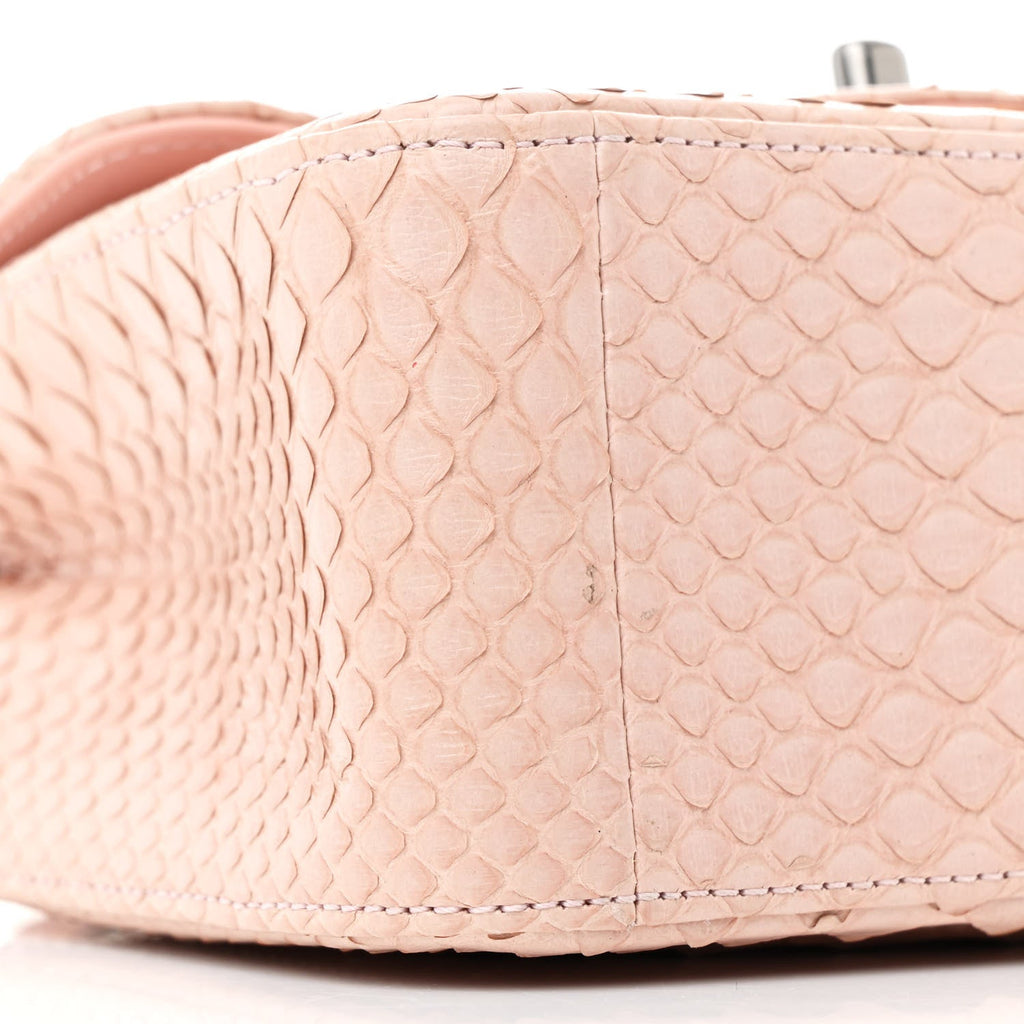 Snakeskin Mini Square Flap Light Pink