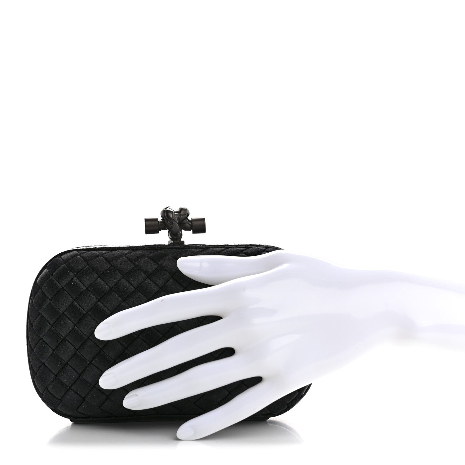 Satin Intreccio Impero Ayers Knot Clutch Black