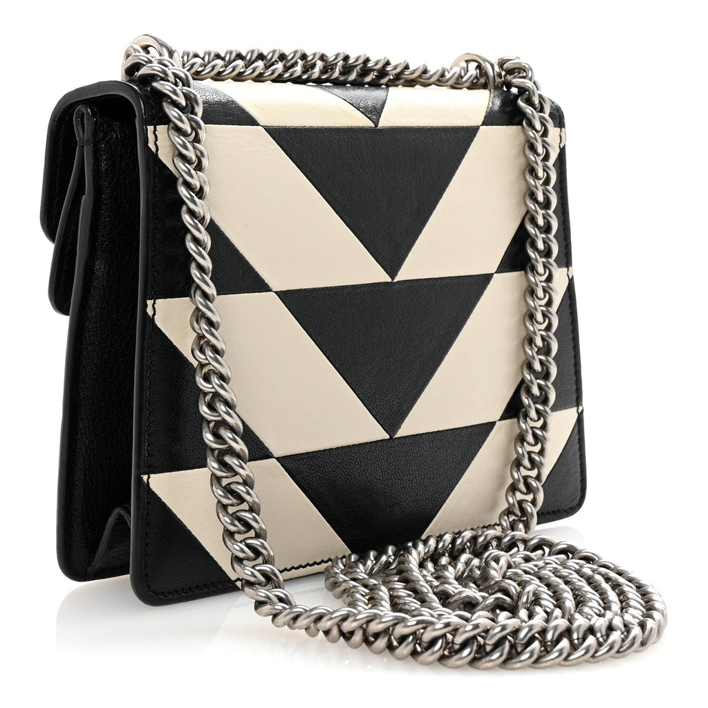 Calfskin Geometric Print Mini Dionysus Shoulder Bag Black White