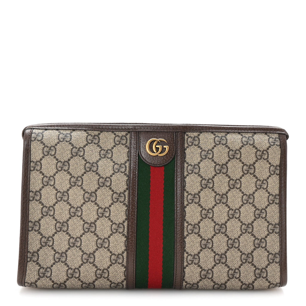 GG Supreme Monogram Web Ophidia GG Toiletry Case Beige New Acero
