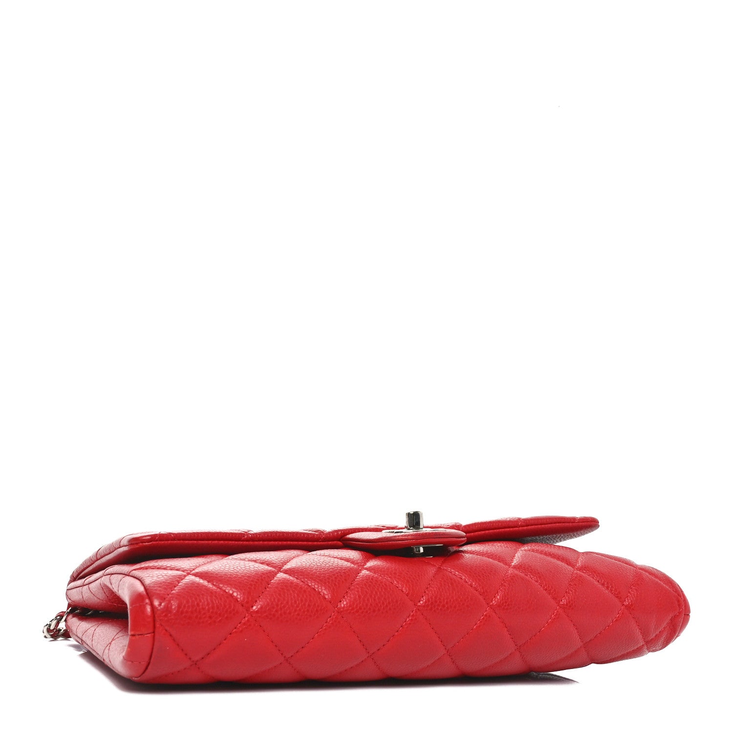 Caviar Quilted Clutch With Chain Flap Red