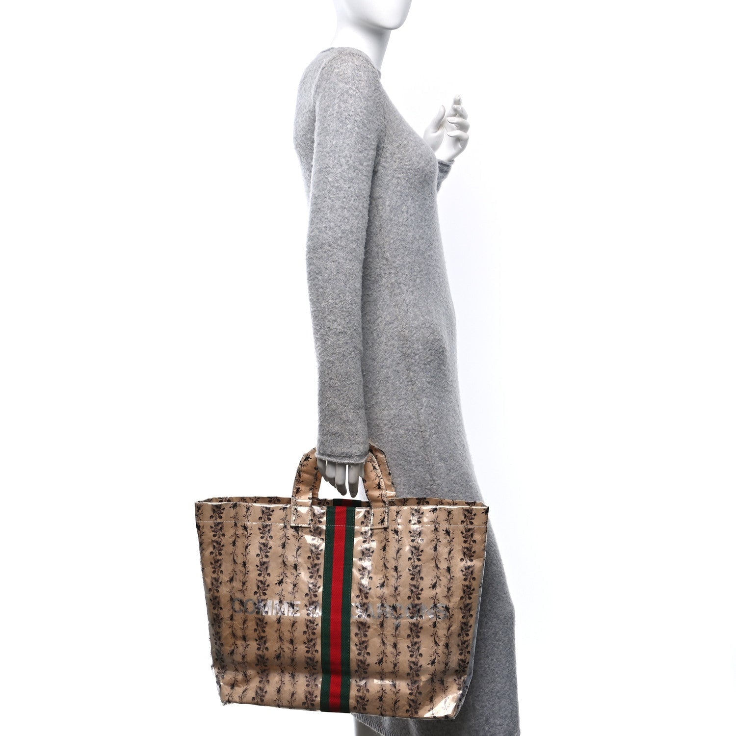 X COME DE GARCONS Plastic Web Floral Paper Shopper Tote