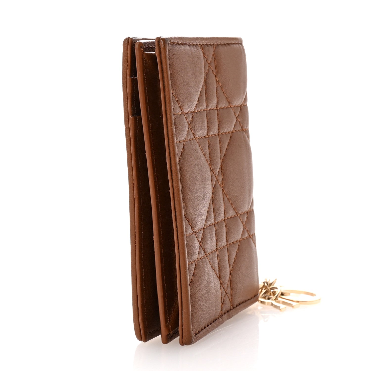 Lambskin Cannage Lady Dior Bloom  Holder Brown