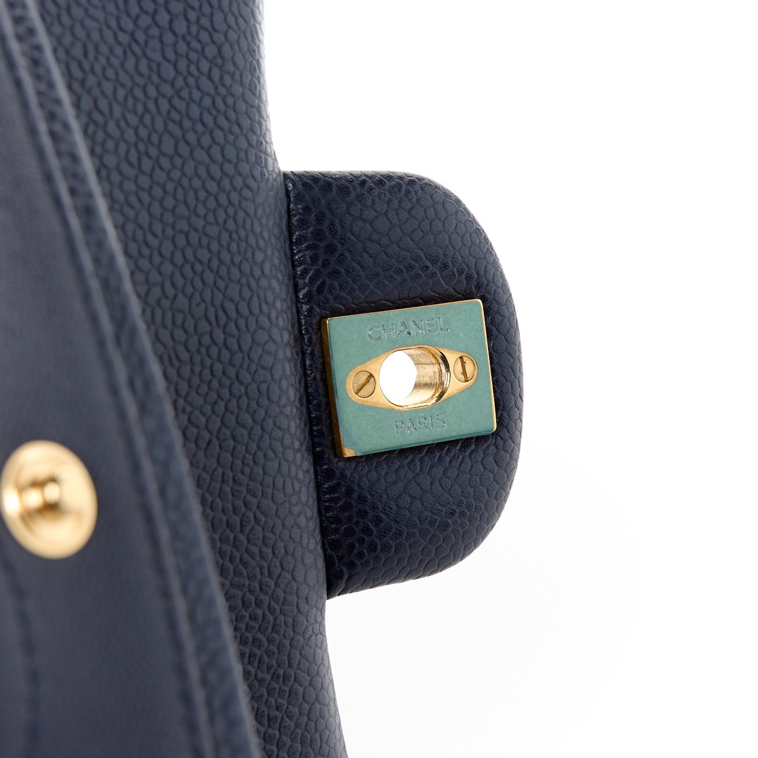 Caviar Quilted Medium Double Flap Navy