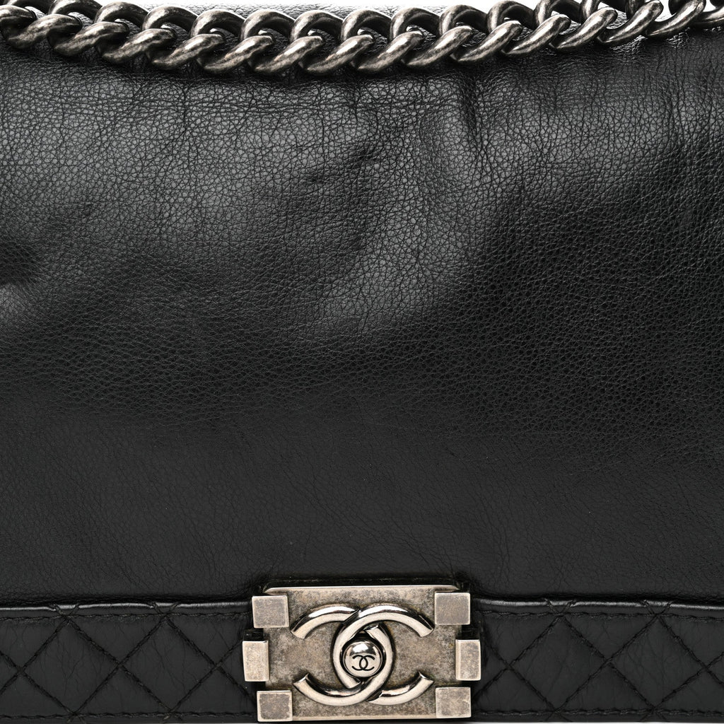 Calfskin New Medium Boy Reverso Flap Black