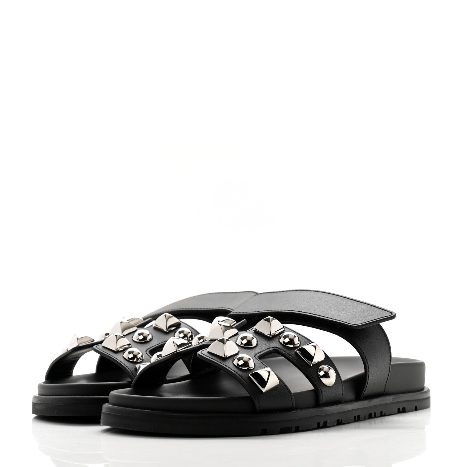 Calfskin Medor Studded Womens Chypre Sandals 35 Black