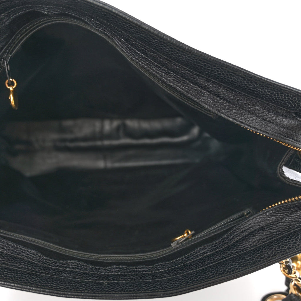 Caviar Triple CC Shoulder Bag Black