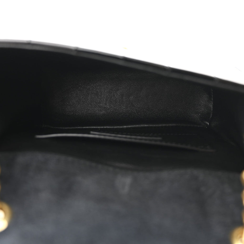 Patent Calfskin Matelasse Monogram Small Vicky Chain Bag Black