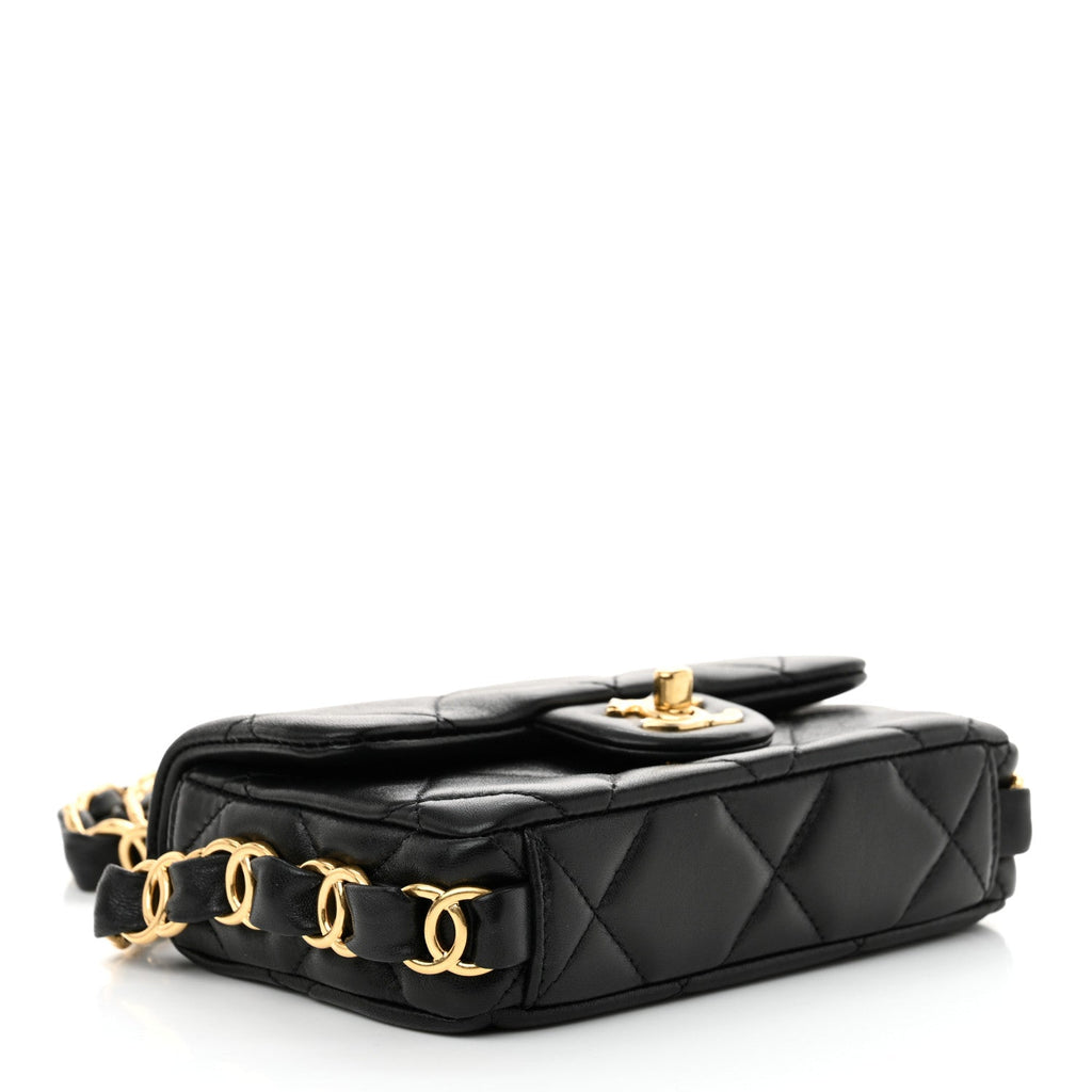 Lambskin Quilted Mini Flap CC Links Flap Black