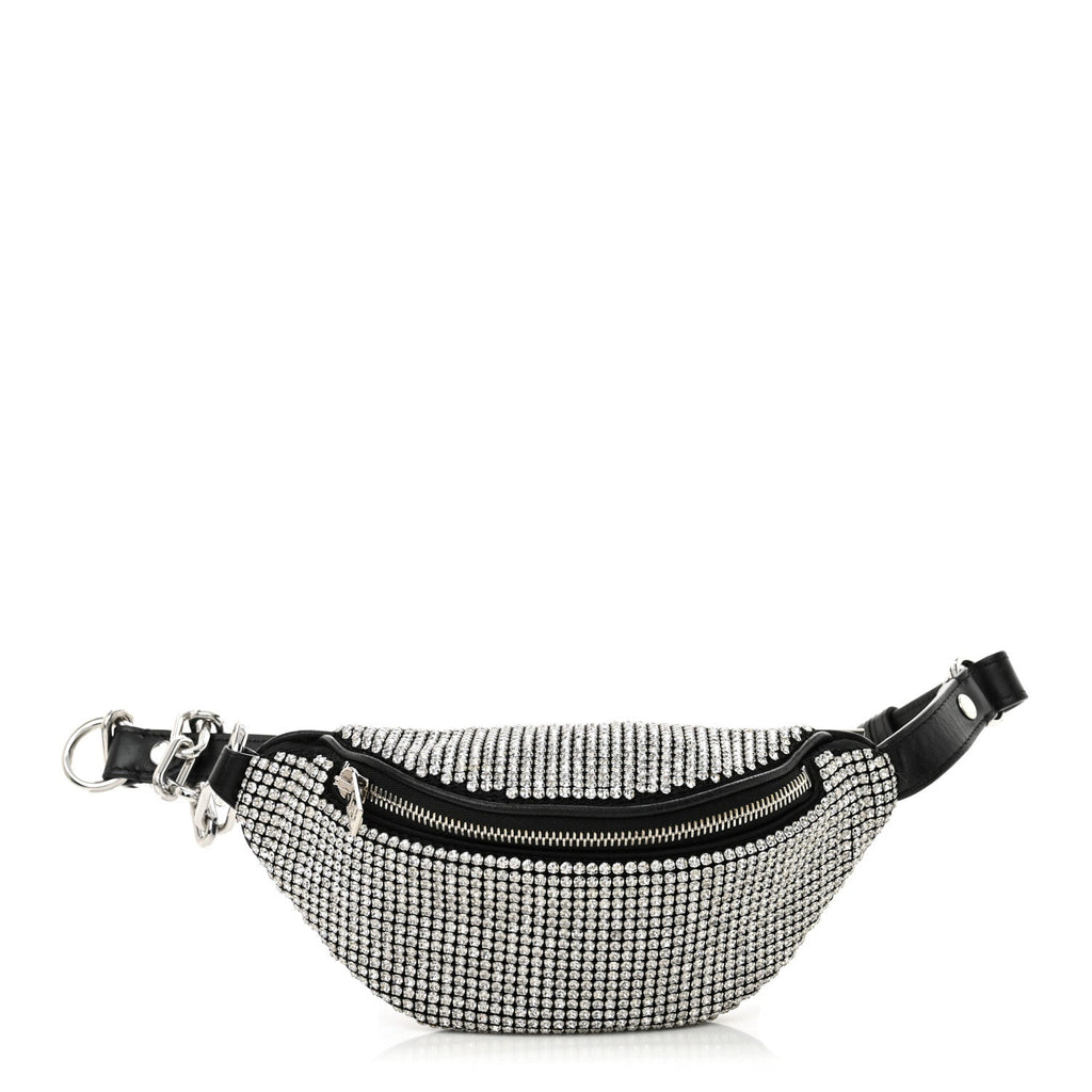 Rhinestone Mesh Mini Attica Belt Bag Black