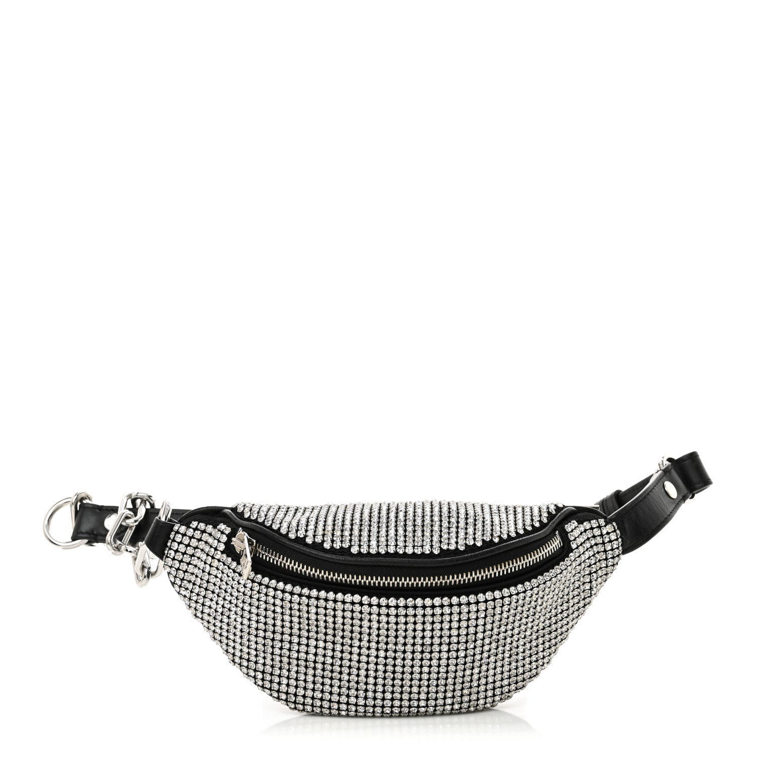 Rhinestone Mesh Mini Attica Belt Bag Black