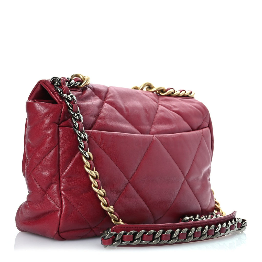 Goatskin Quilted Large Chanel 19 Flap Dark Pink