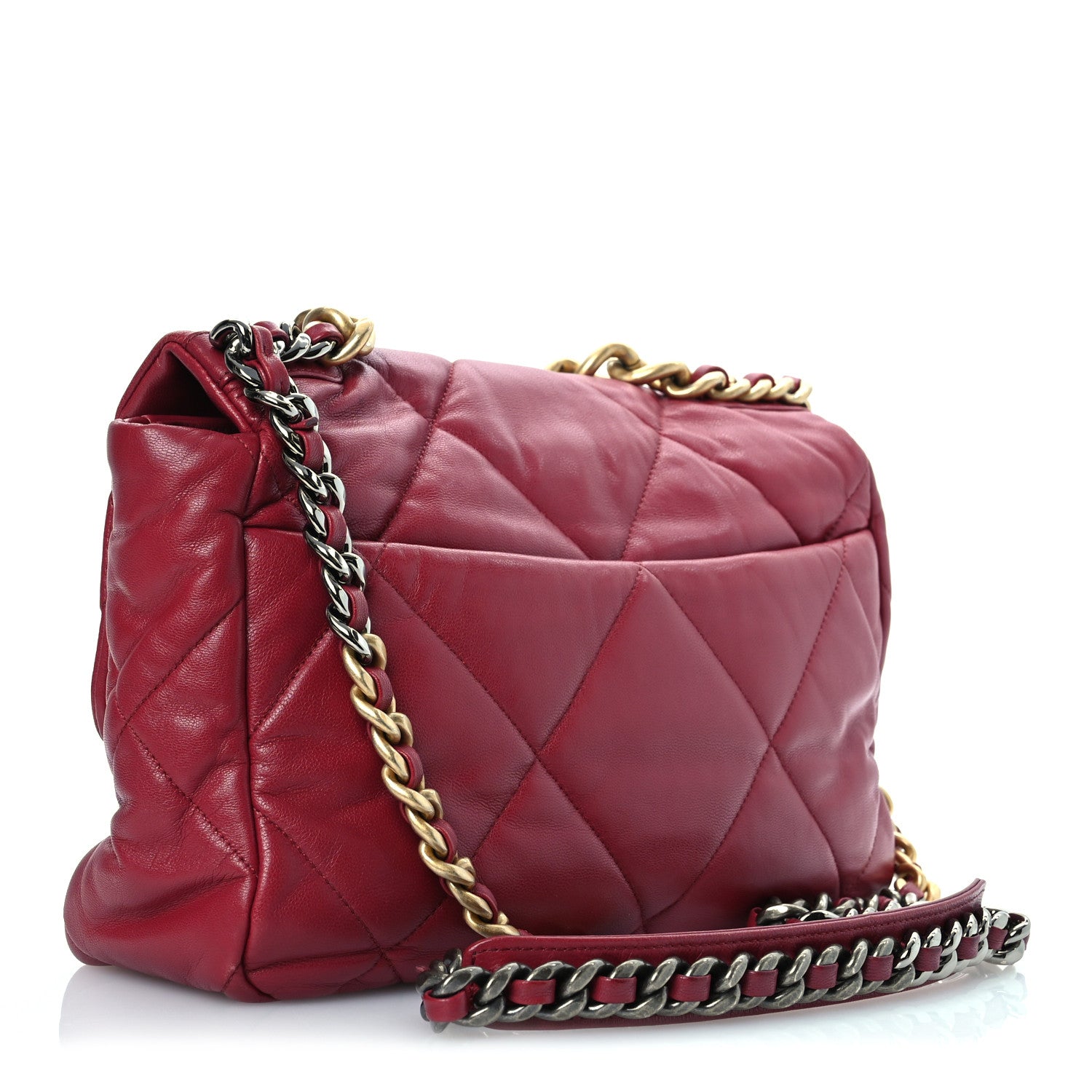 Goatskin Quilted Large Chanel 19 Flap Dark Pink